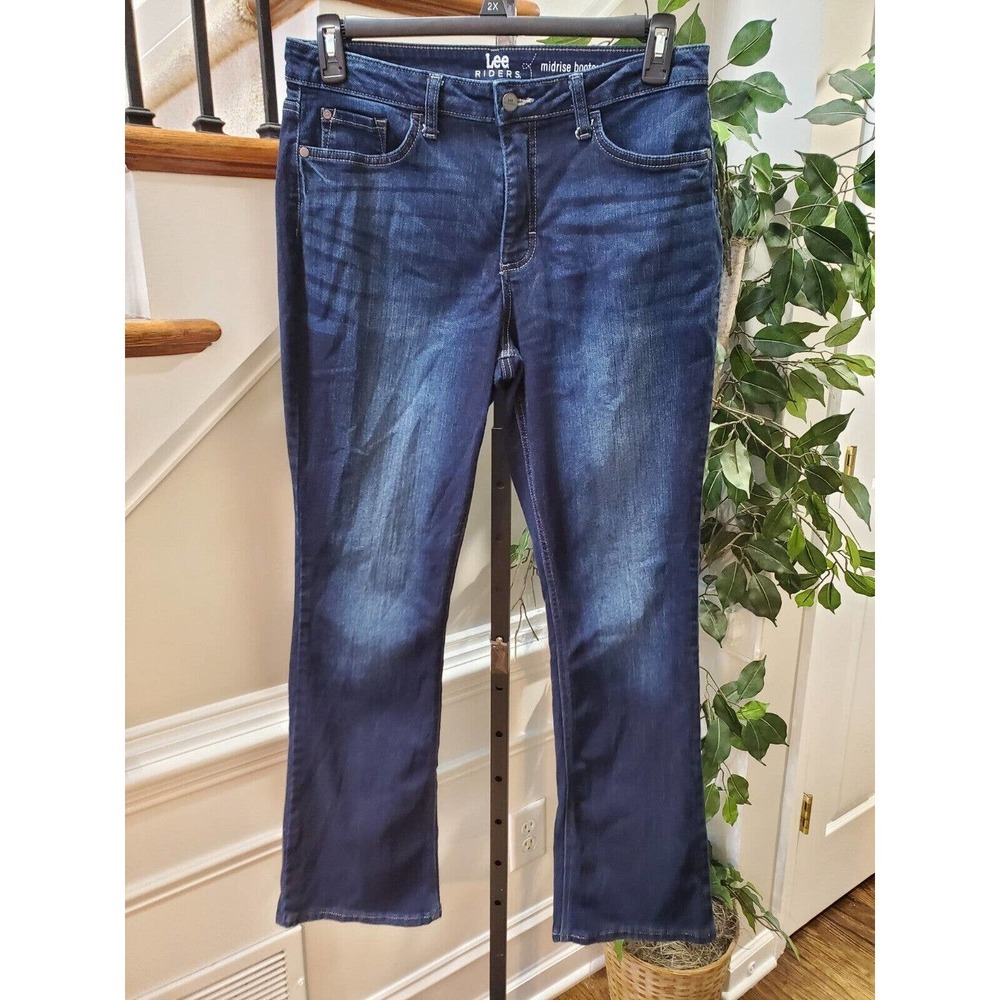 Lee‎ Riders Women Blue Denim Cotton Zipper Mid Rise Bootcut Jeans Pant Size 12M